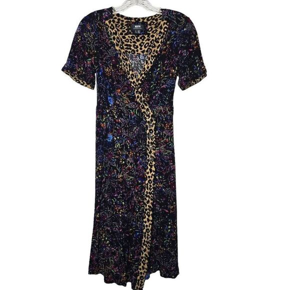 Maeve by Anthropologie Morgan Floral Leopard Wrap Midi Dress Size 2 - Picture 3 of 12